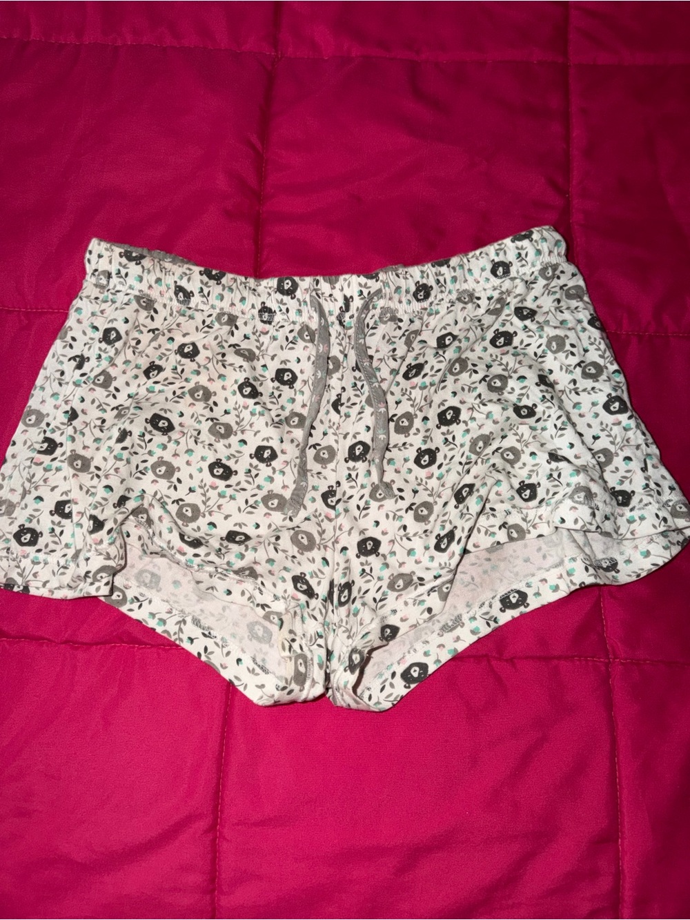 La Vie En Rose White Floral Lounge Shorts with Gray Accents